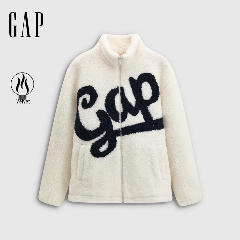 GAP Унисекс Толстовка с логотипом в стиле колор-блок из искусственной овчины со стойкой