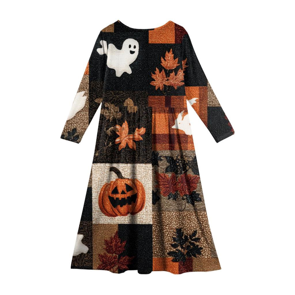 Девичье платье макси на Хэллоуин - Платье с длинным рукавом и карманами