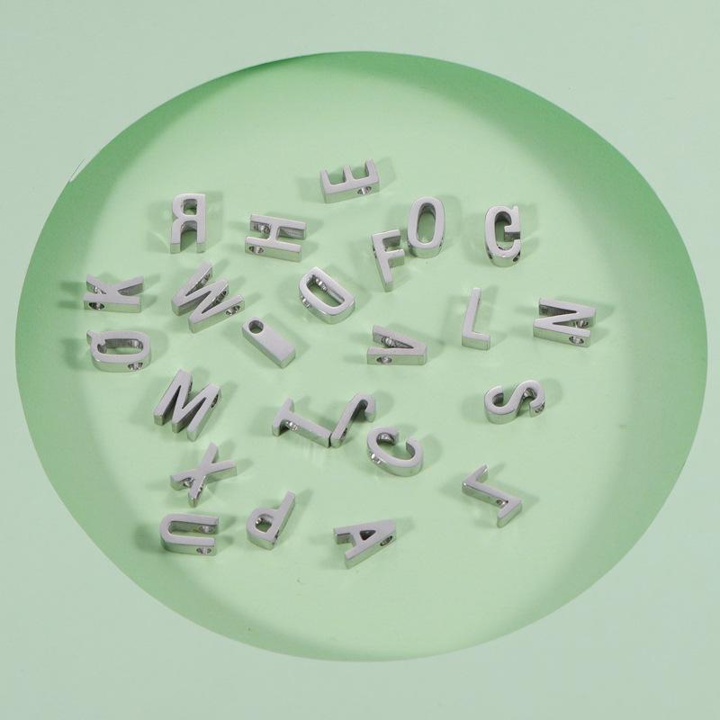 Mirror Polished Titanium Steel A-Z Letter Beads with 1.8mm Hole