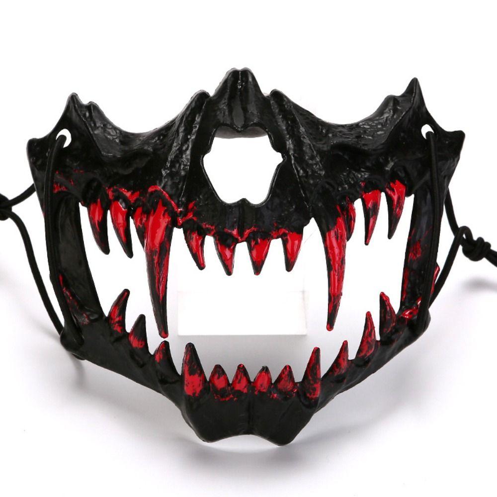 Resin Long Teeth Mask Half Mask Bloody Skull Mask Nightclub Cosplay
