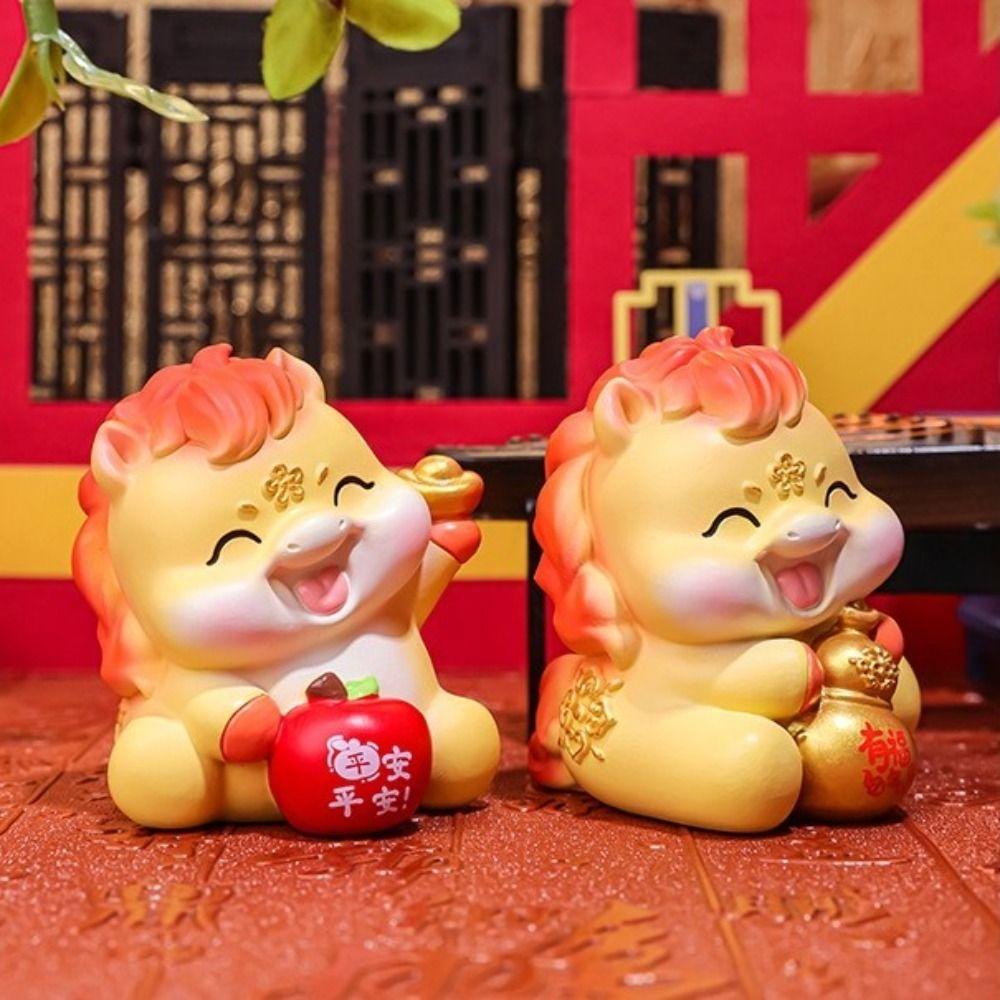 Resin Zodiac Horse Ornament Cartoon Desktop Decoration Traditional Horse Year Mascot Gift