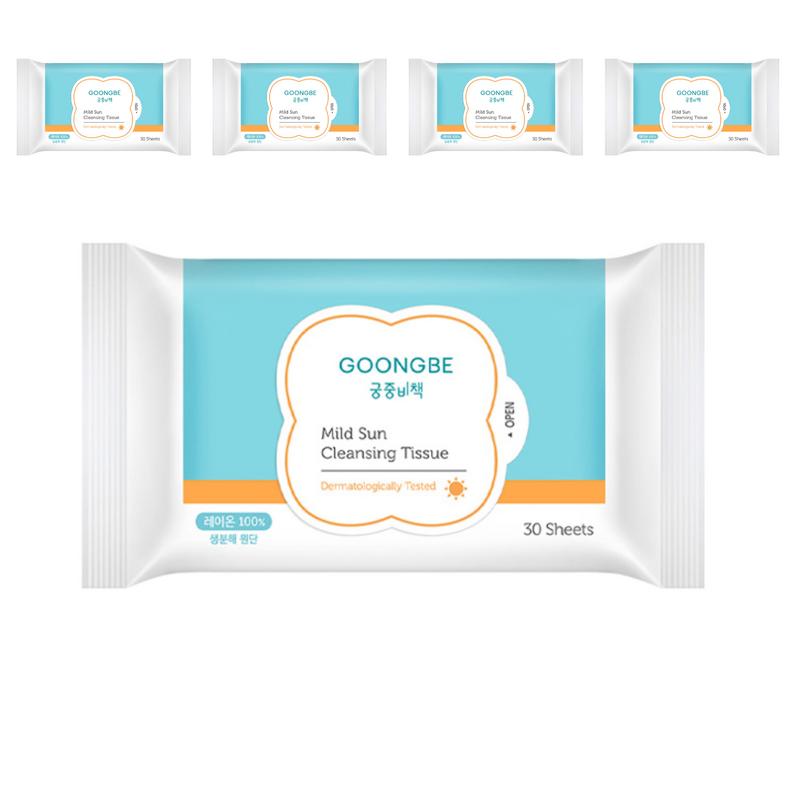 Gungjung Bichae Mild Sun Cleansing Tissues, 30 wipes, 5 pcs