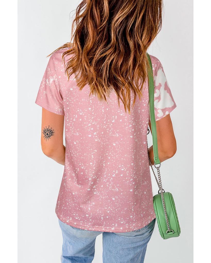 Azura Exchange Pink Tie Dye Color Bleached Short Sleeve T Shirt