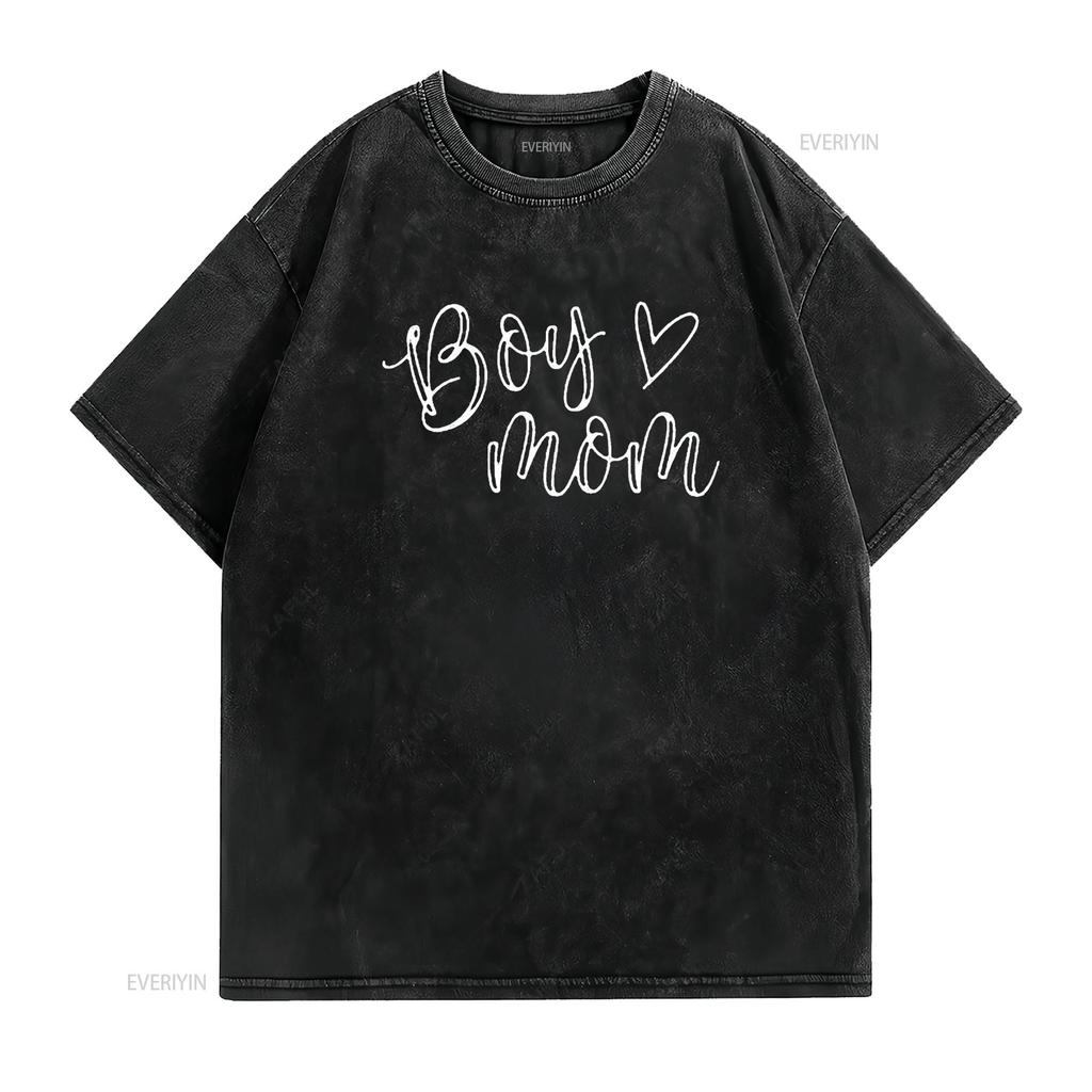 Boy Mom T Shirt For Women Mother s Of Boys Funny Tops Black vintage Washed fashion Breathable Top For Everyday Wear Stylish
