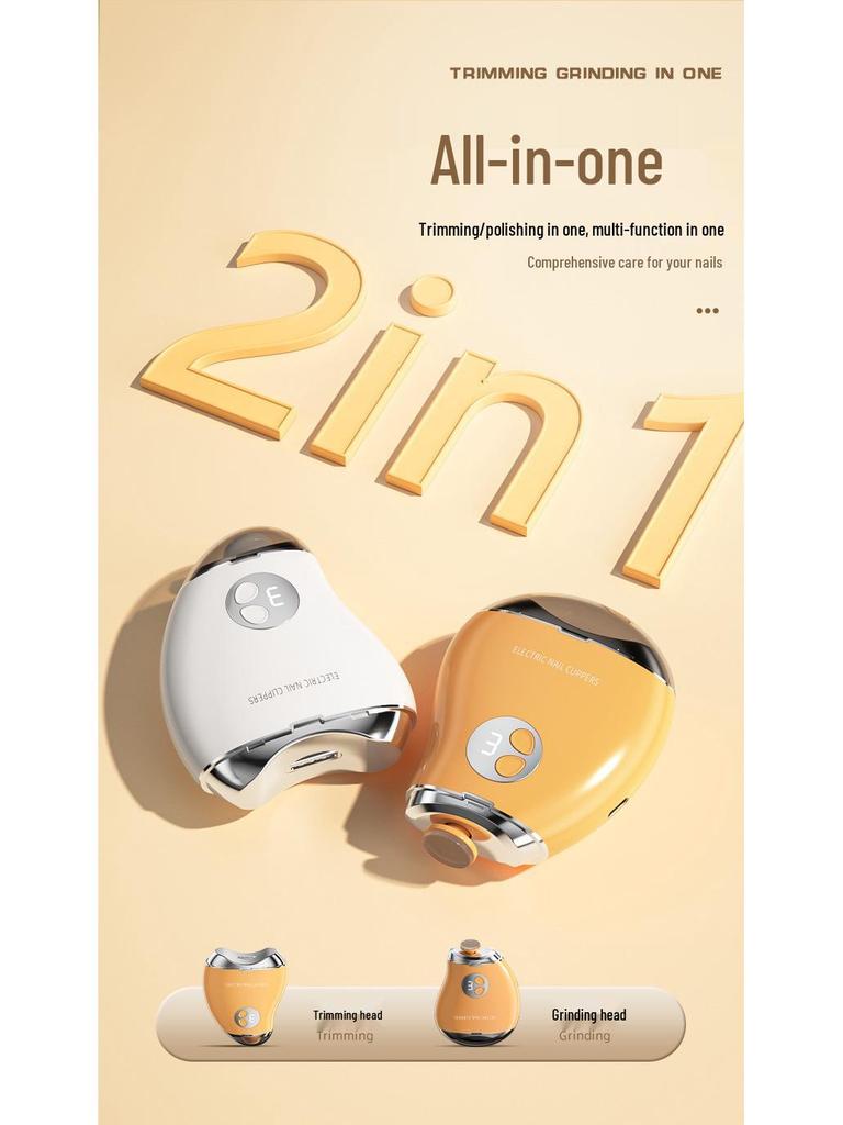 New Norman Ga Electric Nail Clipper & Scissors: 2-in-1 Cutting & Grinding, Rechargeable for Elders & Kids