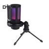 Gaming Microphone with Tripod Stand Noise Reduction RGB Breathing Light Design Gain Control Plug-Play Universal USB Microphone
