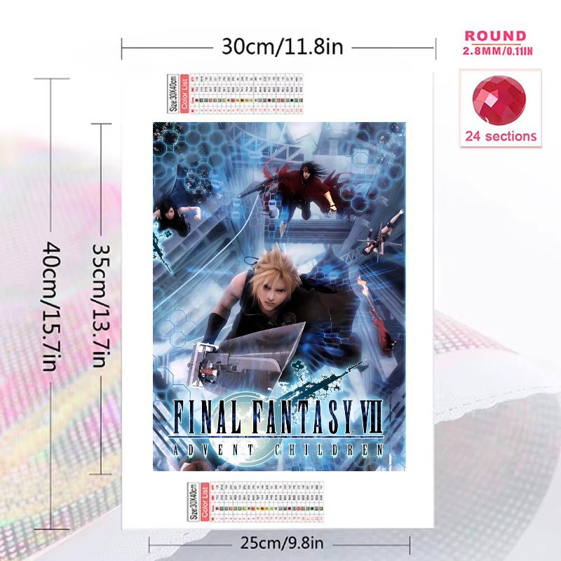 Final Fantasy 100% Round Full Drill 5D DIY Diamond Painting Embroidery Cross Stitch Rhinestone Décor
