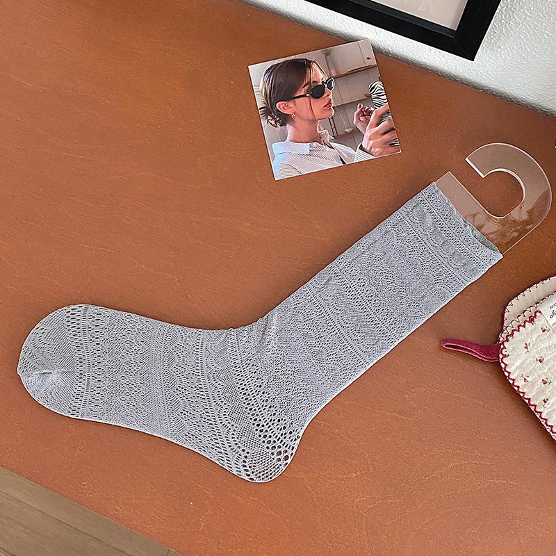 Pure Cotton Women's Lace Mid-calf Push-pull Socks, Breathable, Soft, Sweet and Trendy Socks