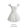 Kaslead New Arrival Women's Clothing Fashion Style Fashion Minimalist Fresh White Tight-Fitting Cinched Mini Dress