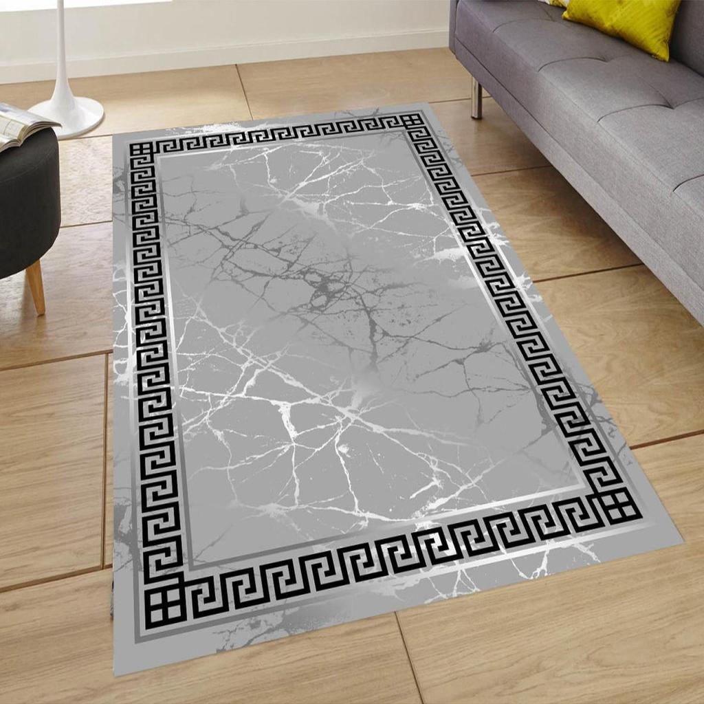 EPeddler Home Современный Золотой Серебристый Мраморный Узор Цифровая Печать Моющаяся Нескользящая Точечная Основа Новое поколение Гостиная, Спальня, Ковер у входа и Коврик для пола