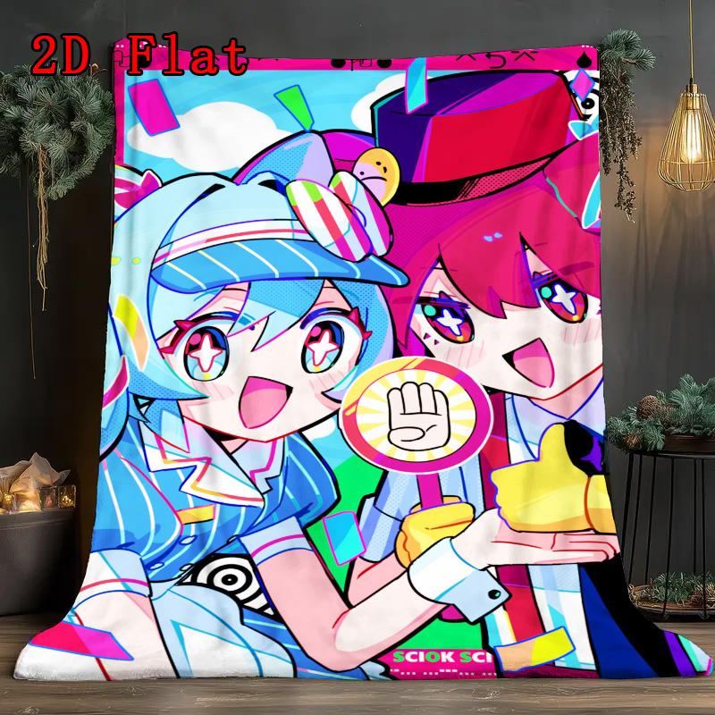 Miku and Teto 2D Flat Pattern Flannel Blanket High quality All Seasons Warmth and Comfort Perfect for Christmas Gifts.DMT0925235