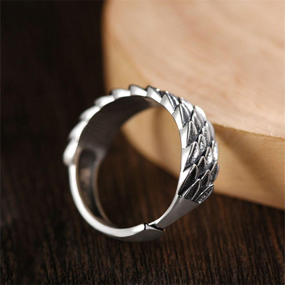 Уникальное регулируемое шикарное панк-серебристое ретро-кольцо из цинкового сплава с открывающимся кольцом в виде чешуи дракона, мужское ювелирное изделие