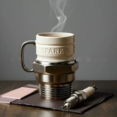 Кружка со свечой зажигания Промышленная кофейная кружка Уникальный автомобильный подарок Кофейная кружка на автомобильную тематику Персонализированный подарок на день рождения для мужчины