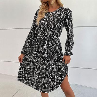 Весенние элегантные пляжные платья в европейском и американском стиле с v-образным вырезом и принтом в горошек, большие размеры