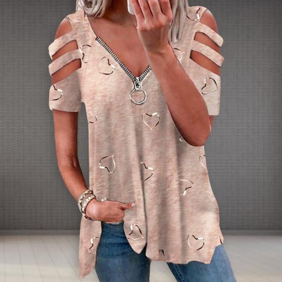 Женский топ с V-образным вырезом и застежкой-молнией с глубоким вырезом и короткими рукавами, подходящие брюки