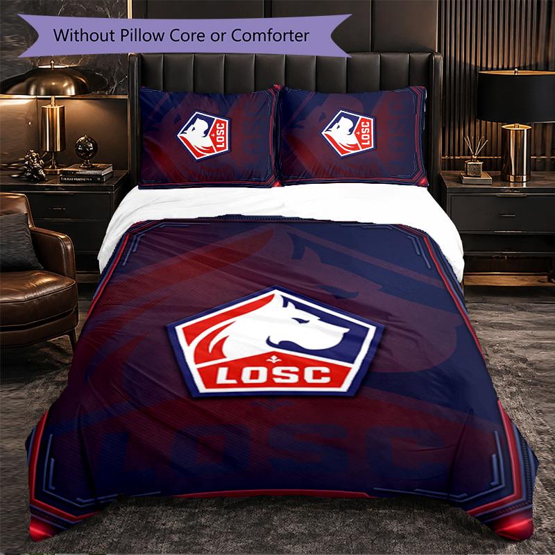 LOSC Lille FC Themed Bedding 3Pcs Duvet Cover Set Decorative Bed Linen For Teen Room Home Decoration