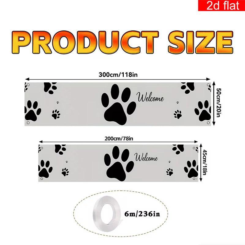 Paw Print Paw Print Outdoor Banner, Garden Fence Decor for Pet Home