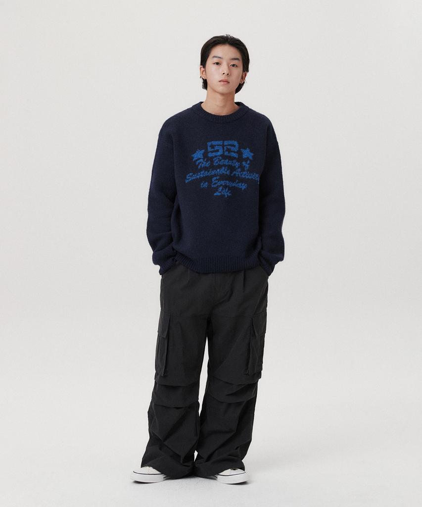 AMES-WORLDWIDE 52 Jacquard Sweater Navy(Am2Efuk600A)