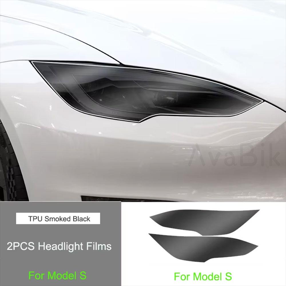 TPU Blackened Headlight Taillight Foglight Protective Film for Tesla Model X For Model S 2024 Black Color Changing Films