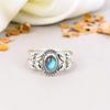 925 Sterling Silver Leaf Shape Labradorite Gemstone Oval Shape Ring For Women