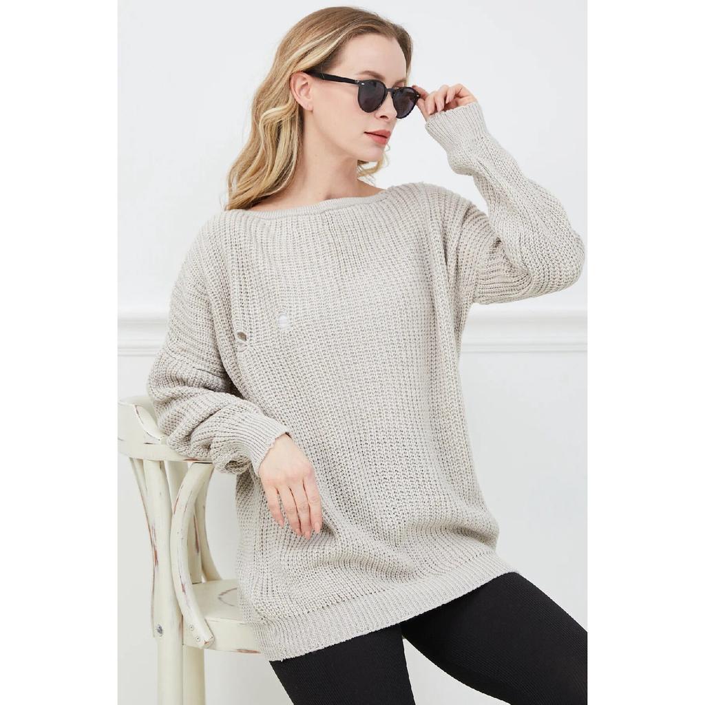 Женский трикотажный свитер с регулируемым узором и завязками по бокам