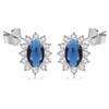 [Q8854] - Silver Earrings 'Victorina' Blue Sapphire White Silver (rhodium Plated) - 10x8 Mm