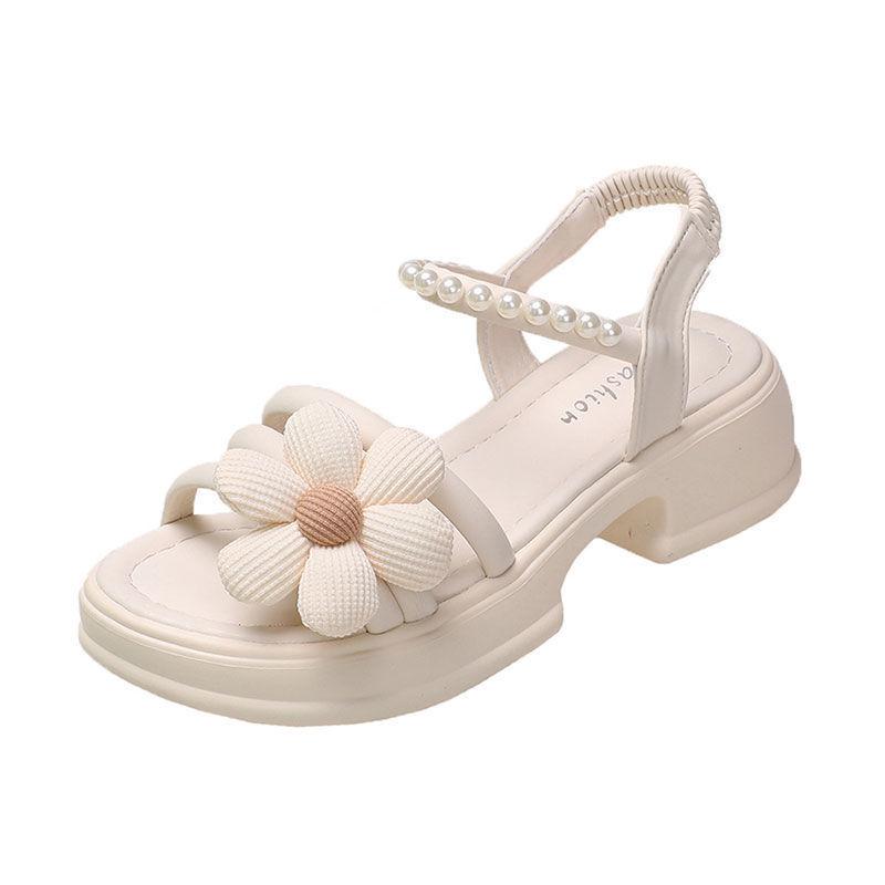 Босоножки в стиле феи, женская юбка, новинка лета 2025, толстый каблук, платформа, цветок, пляжная обувь, интернет-знаменитость, римские сандалии, тренд