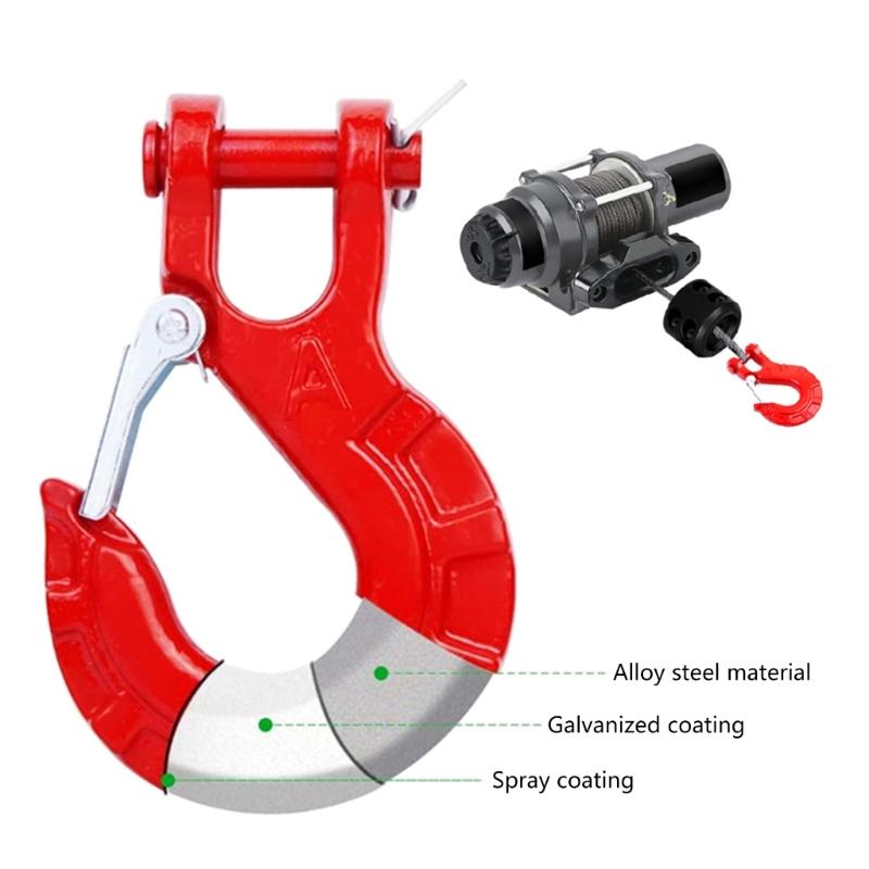 3/8-дюймовый крюк-скоба с предохранительными защелками, легированный стальной крюк для лебедки для грузовика