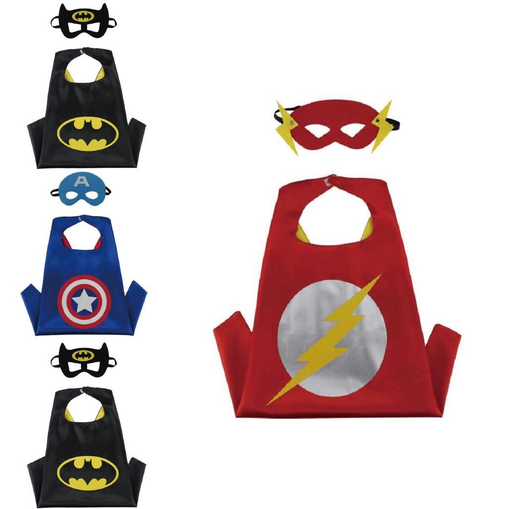 Colorful Marvel Anime Cosplay Superhero Cloak And Mask For Childrens Fancy Dress