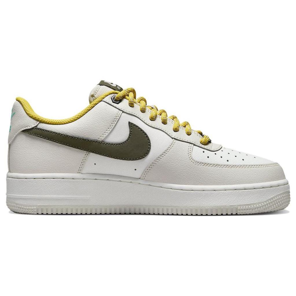 Nike Air Force 1 Low Premium Light Bone Cargo Khaki Мужские кроссовки кремового цвета Summit-White Vivid-Sulfur FV3628-031