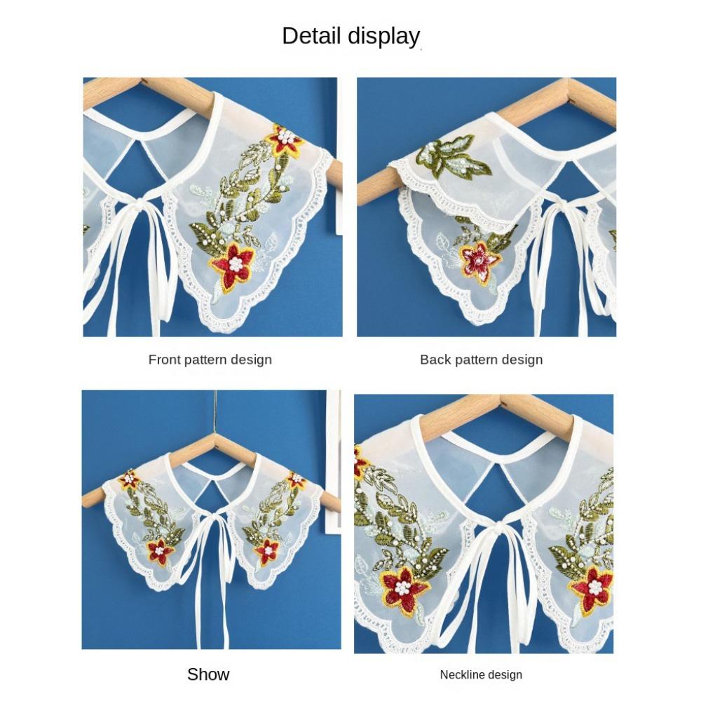Organza Embroidery Dingzhu Shawl Collar White Detachable Shirt Collar Fashion Women's Lace Collar