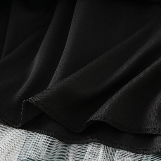 Женская юбка из тюля с высокой талией, плиссированная юбка, асимметричная женская юбка, контрастный цвет, неровный подол, юбка