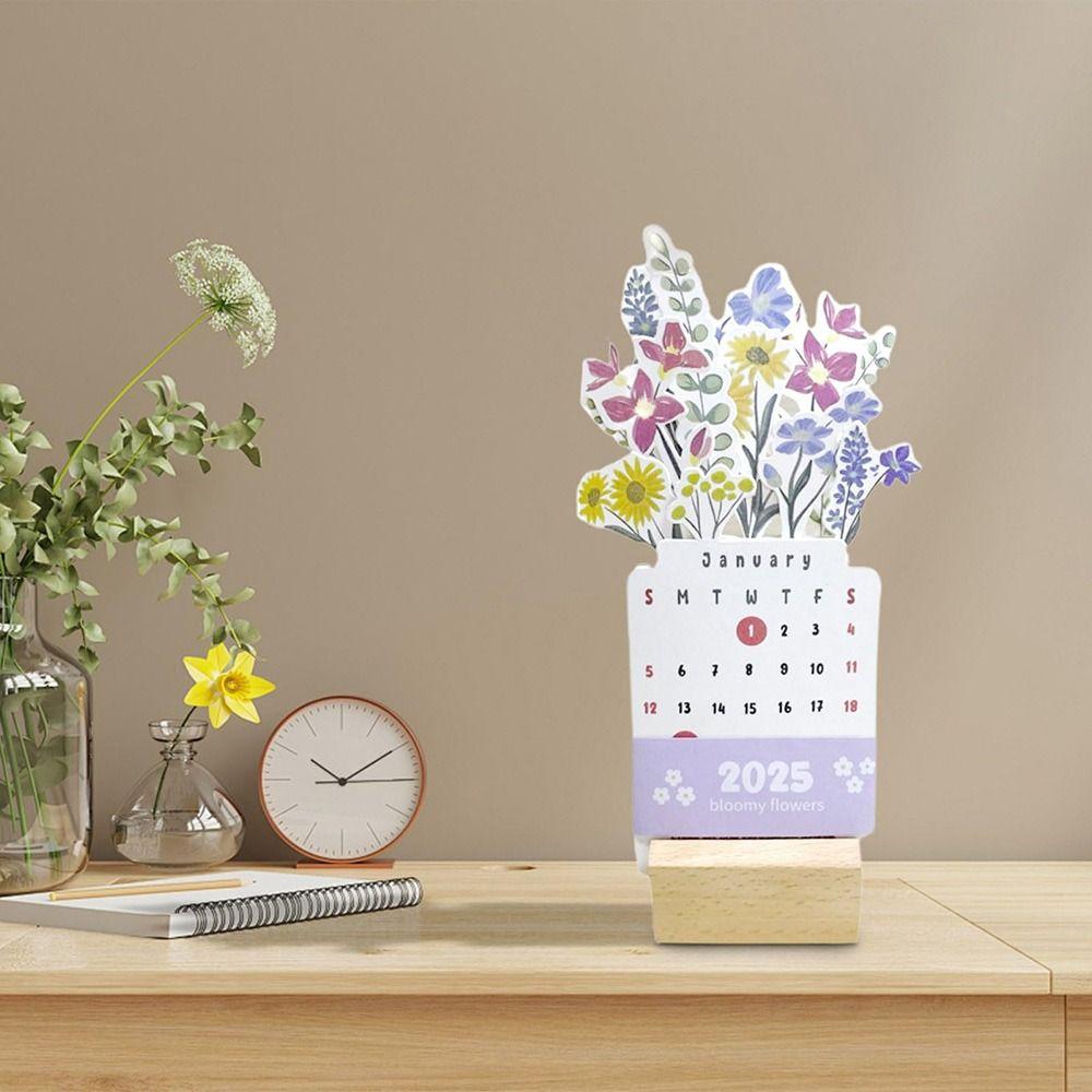 Декор офисного стола Цветущие цветы Настольный календарь Ваза Форма настольный перекидной календарь для школы и офиса