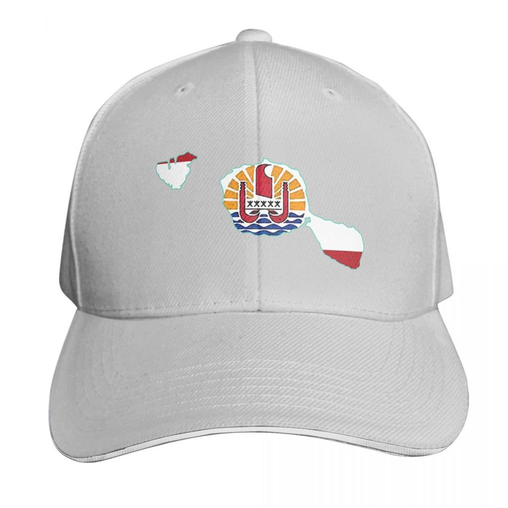 Tahiti Map with Tahitian Flag Baseball Cap Streetwear Golf Wear Bobble Hat designer cap Unisexs Baseball Womens