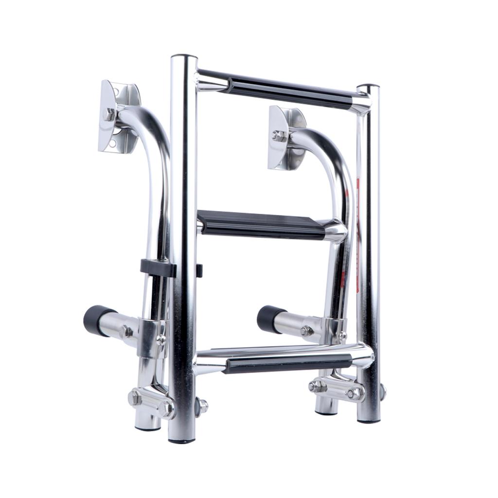 Stainless Steel 3 Step Folding Boat Ladder 2+1 Steps Portable Swim Ladder Telescoping Stepladder for Marine Yacht Boat and More