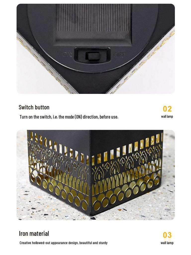 Уличный солнечный влагозащищенный кованый проекционный светильник: Садовый настенный и заборный атмосферный светильник