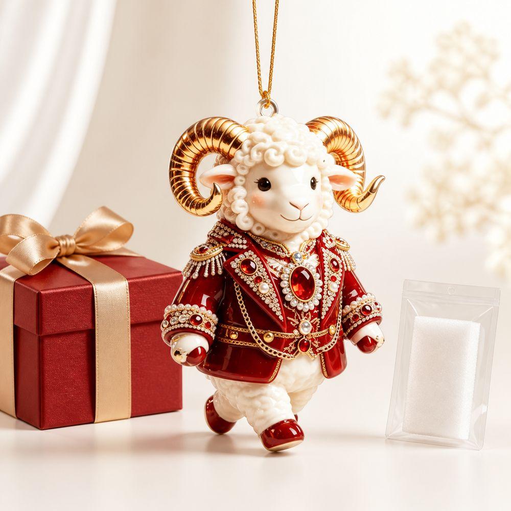2D Flat Goat Hanging Ornament Artificial Rhinestone Animal Hanging Decoration Festive Occasions