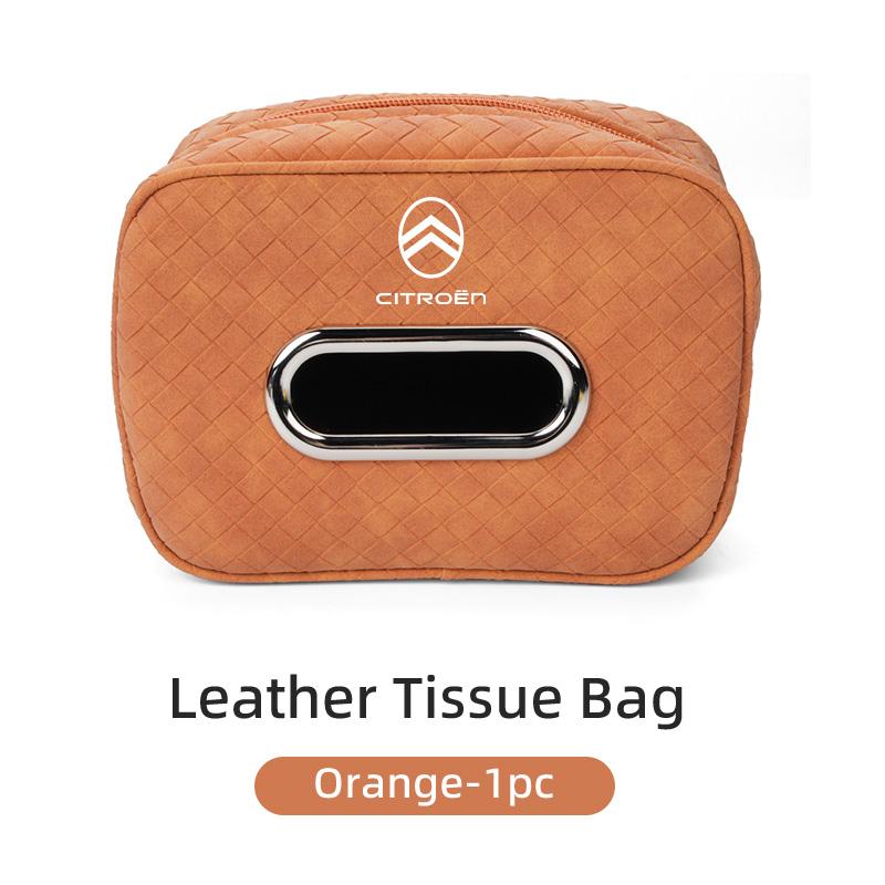 WKZA3 PU Leather Plaid Pattern Tissue Bag for Citroen C4 C3 C5 C1 C2 Berlingo Celysee Cactus Picasso Aircross Saxo Grand Car Accessory