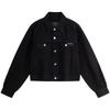 Classic Vintage Cotton Denim Jacket Women Jackets Black 40WL744