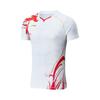 Color Block Printed V-Neck Short Sleeve Badminton Shirt Unisex Tops Standard-White AAYU229-2