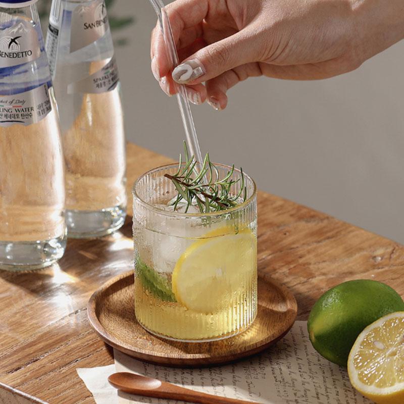 Премиальная стеклянная кофейная кружка 10 унций с ручкой – Классическая прозрачная чашка для чая с вертикальными полосками для горячих/холодных напитков (1/2 шт.)