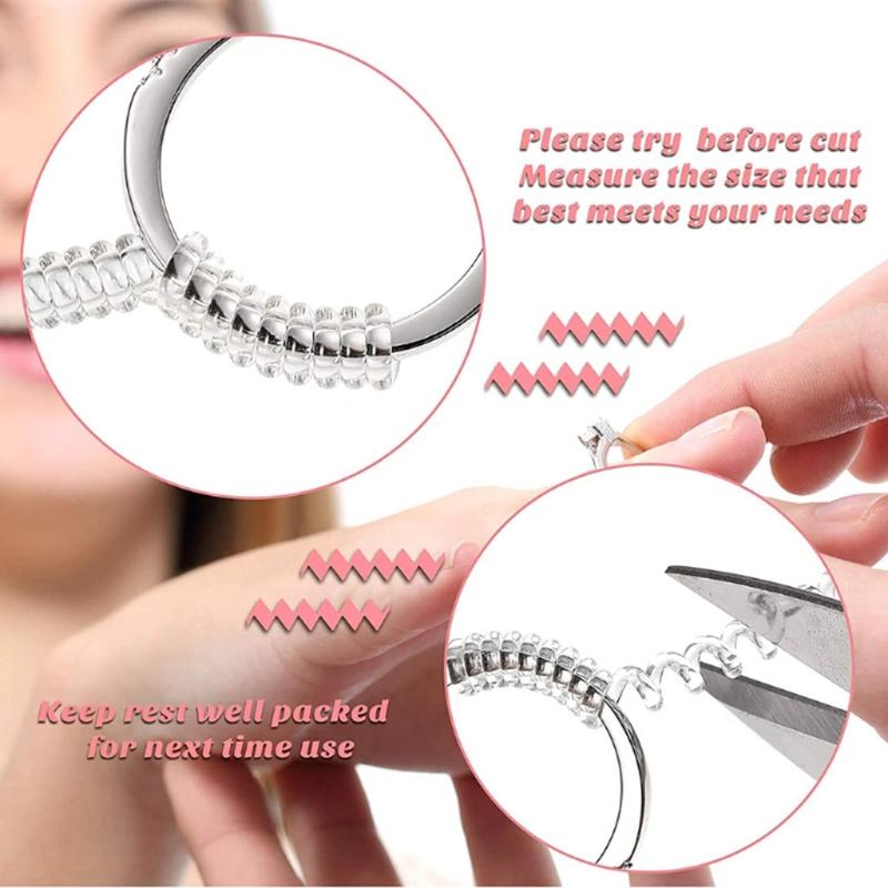 8PCS Ring Size Adjuster for Loose Rings Jewelry Sizer Making Jewelry Guard Spirals Plastic Tightener for Women Men Ring