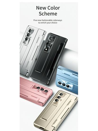 Совместимый чехол для телефона Samsung Z Fold 7/6/5 со слотом для стилуса, подставкой, плоским шарниром и полной защитой от падений