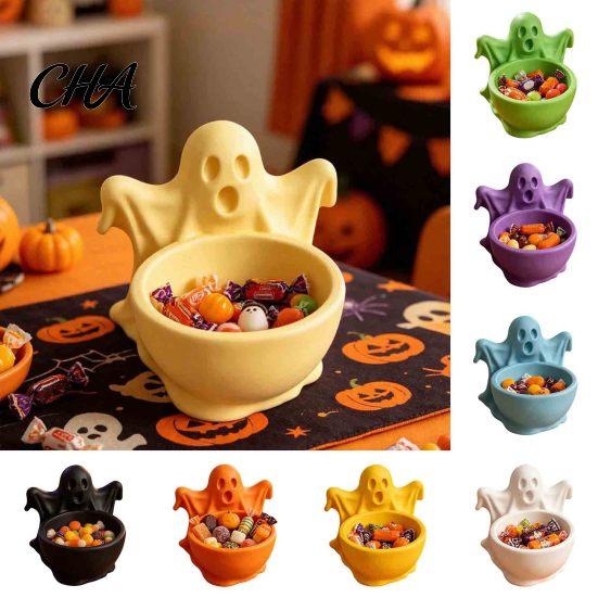 Small Storage Container for Trinkets 3D Printed Ghost Candy Bowl Halloween Party Decorations, Multi-functional Desktop Cute Macaron Color Trinket Dish