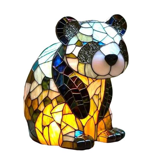 Витражная настольная лампа с изображением животных на батарейках, винтажный ночник с изображением животных для дома, офиса, спальни, детской комнаты, прикроватная настольная лампа