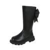 Kids High Boots Spring Autumn Elegant Children's Boots for Girls Fashion Versatile Princess Causal Bowknot Leather Boots Chic