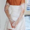 Removable Lace Long Bridal Gloves Hollow Out Transparent White Wedding Women Mesh Decoration Arm Sleeves