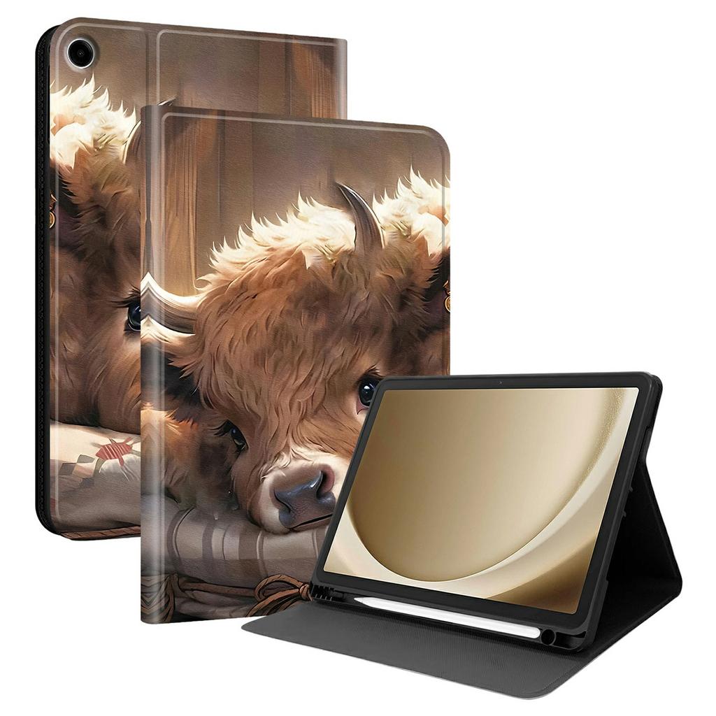 Чехол из ПУ кожи для Samsung Galaxy Tab A11+ / Tab A9+ с принтом, чехол-подставка для планшета со слотом для стилуса (Стилус не входит в комплект)