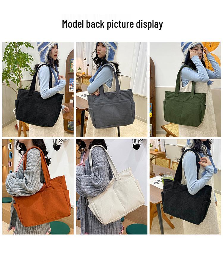 Вельветовая сумка-тоут в стиле ретро - многокарманная, вместительная сумка.