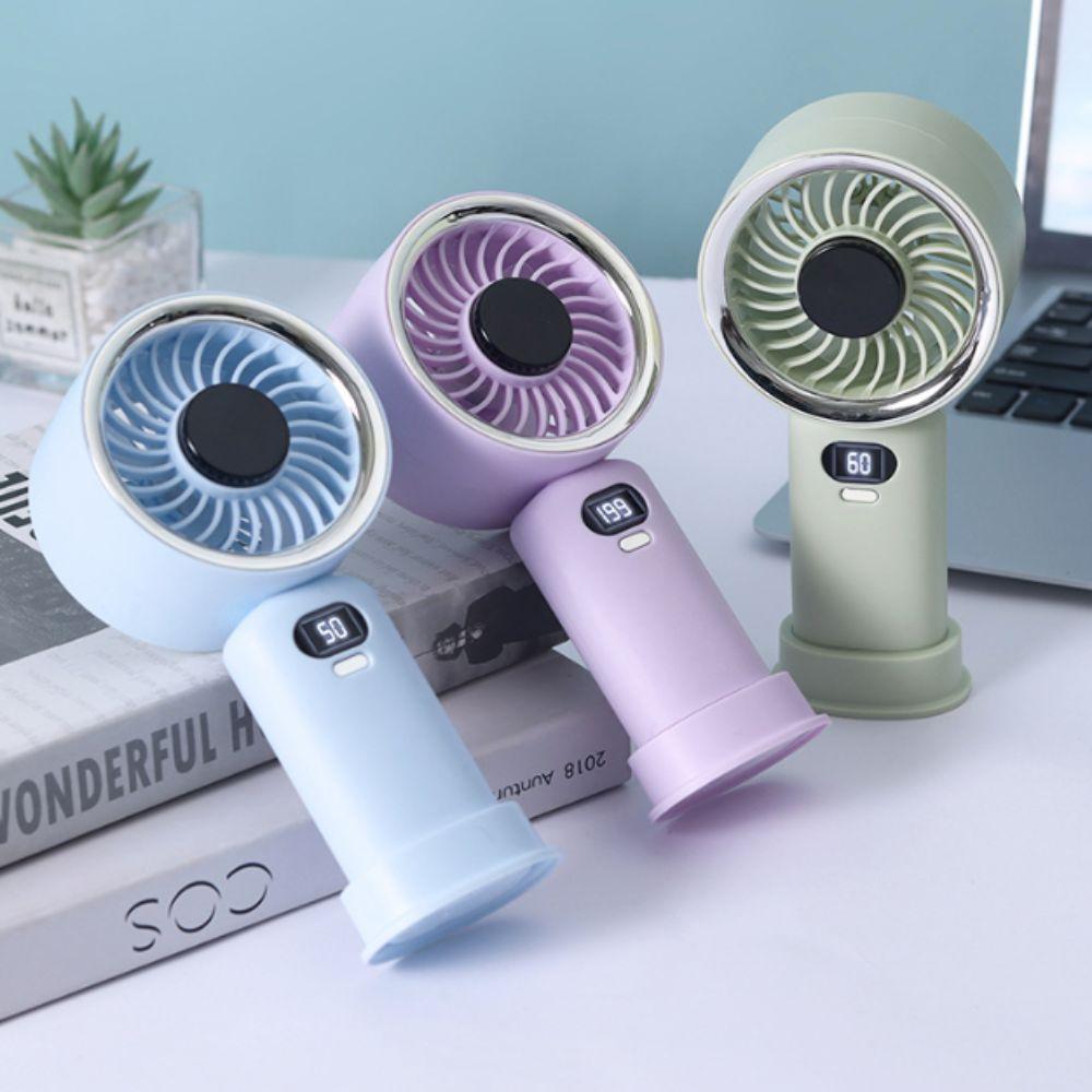 USB Rechargeable Handheld Fan Digital Display Personal Fan Portable Fan Student Use